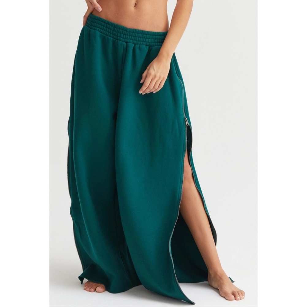 #836 🛑S,M Boho Chic Fabulous Wide-Leg Side Zipper Sweatpant - Picture 6 of 15